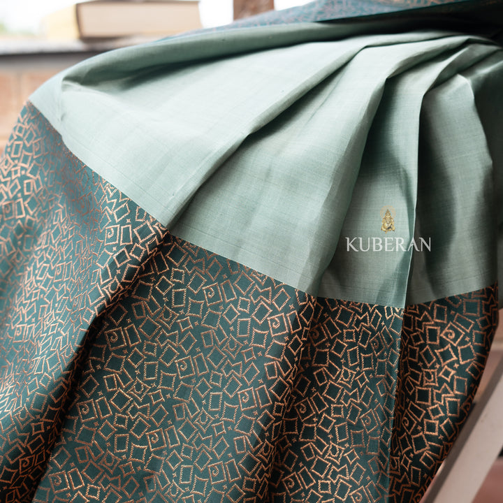 Kuberan Greyish Green Kanchivaram Saree