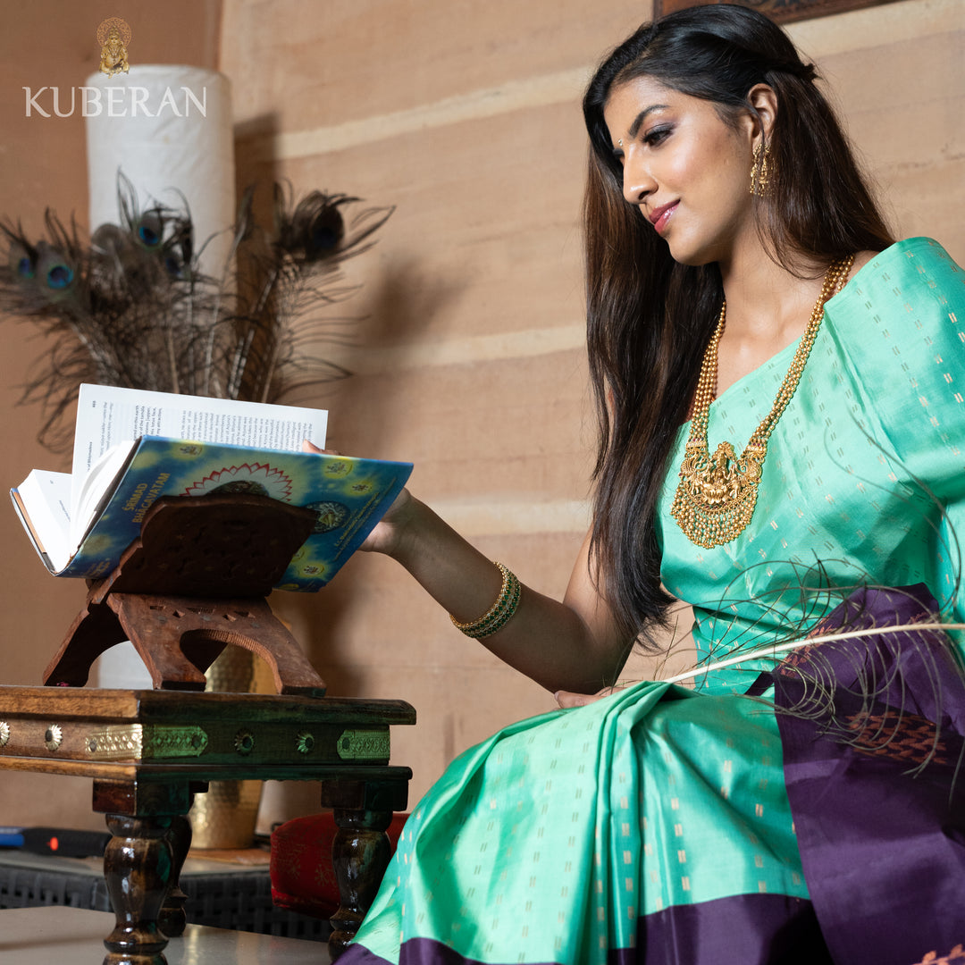Kuberan Light Turquoise Kanchivaram Saree