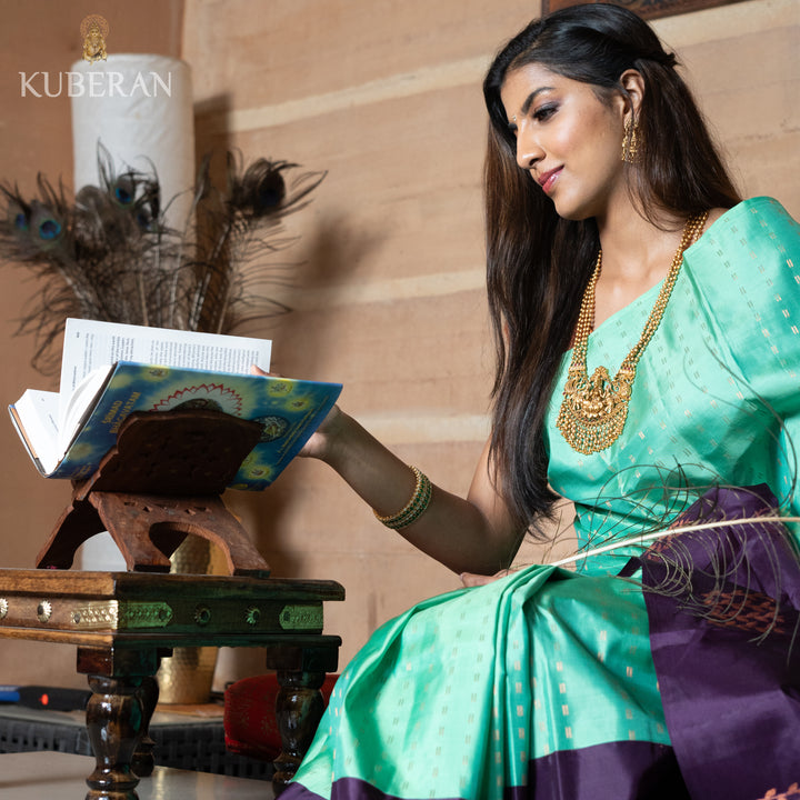 Kuberan Light Turquoise Kanchivaram Saree