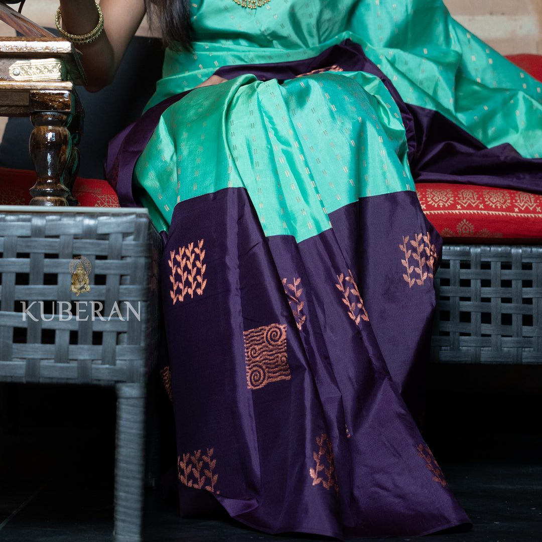 Kuberan Light Turquoise Kanchivaram Saree