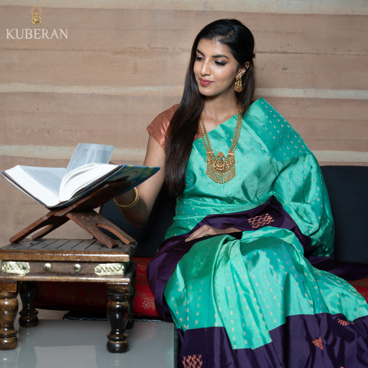 Kuberan Light Turquoise Kanchivaram Saree