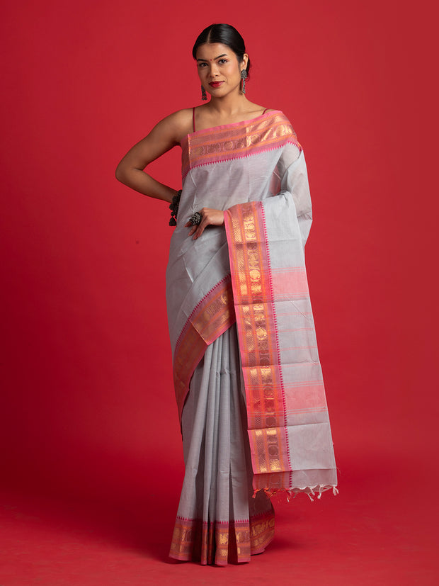 kuberan grey kanchi cotton saree