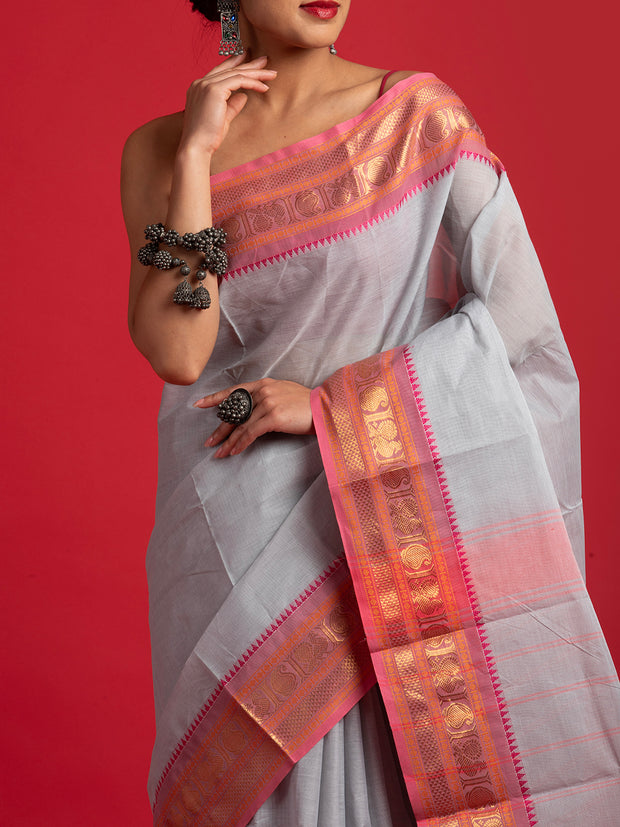 kuberan grey kanchi cotton saree