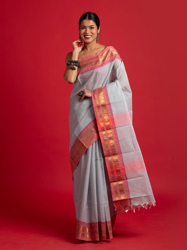 kuberan grey kanchi cotton saree