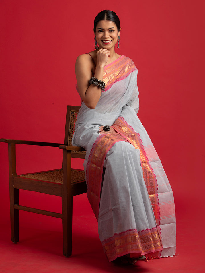 kuberan grey kanchi cotton saree