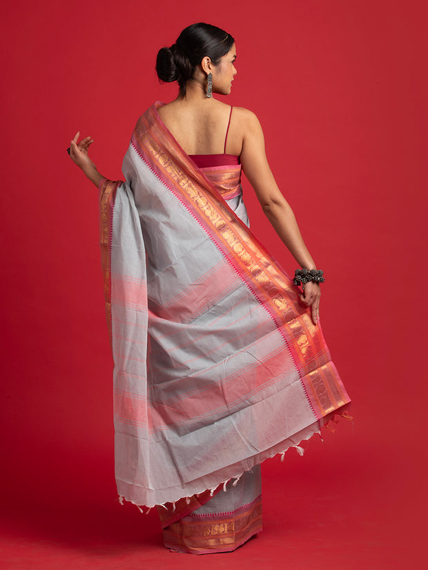 kuberan grey kanchi cotton saree