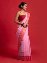 kuberan baby pink kanchi cotton saree