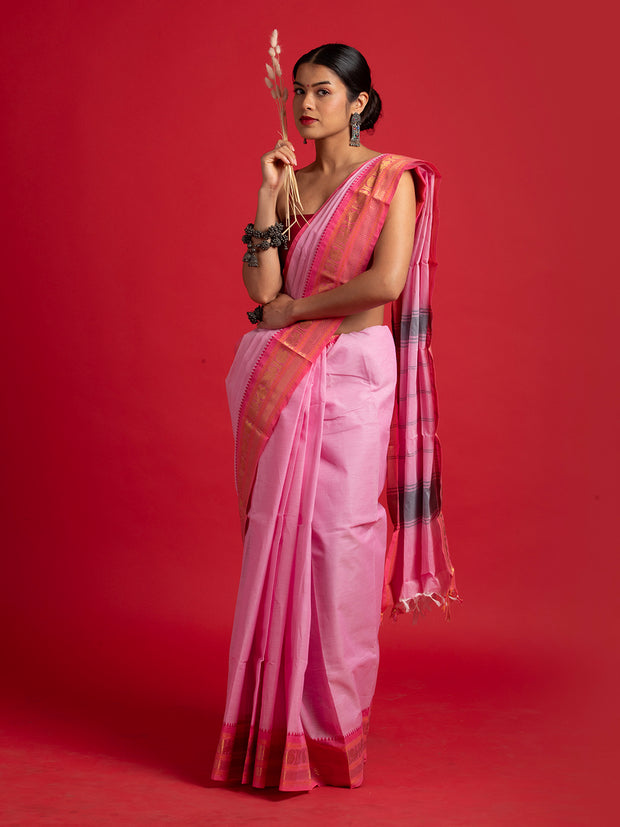 kuberan baby pink kanchi cotton saree