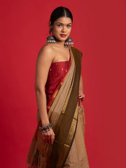 kuberan Brown kanchi cotton saree