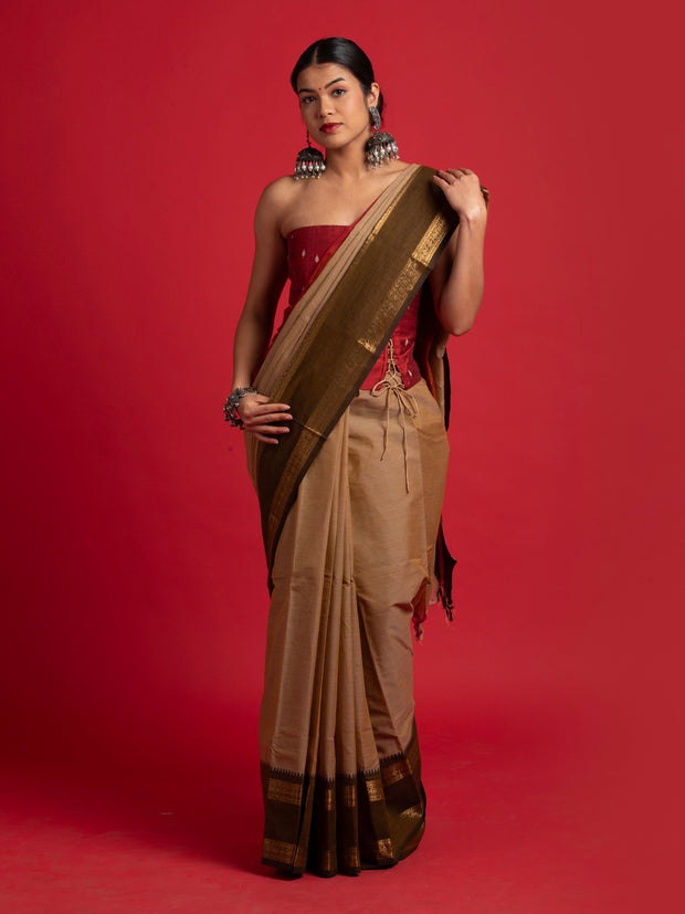 kuberan Brown kanchi cotton saree