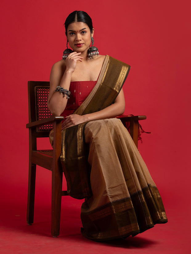 kuberan Brown kanchi cotton saree