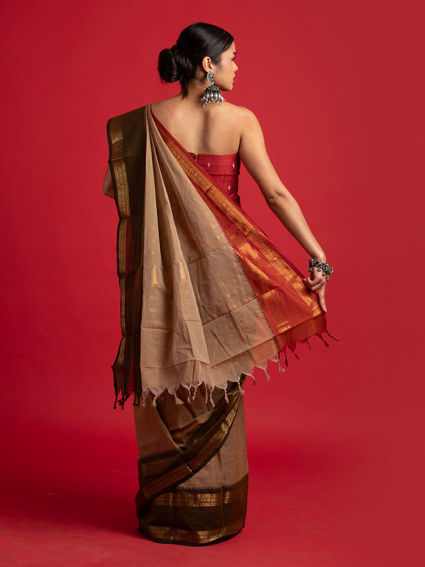 kuberan Brown kanchi cotton saree