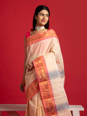 kuberan beige kanchi cotton saree