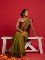 kuberan green kanchi cotton saree