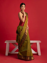 kuberan green kanchi cotton saree