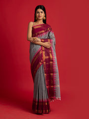 kuberan elephant grey kanchi cotton saree