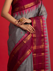 kuberan elephant grey kanchi cotton saree