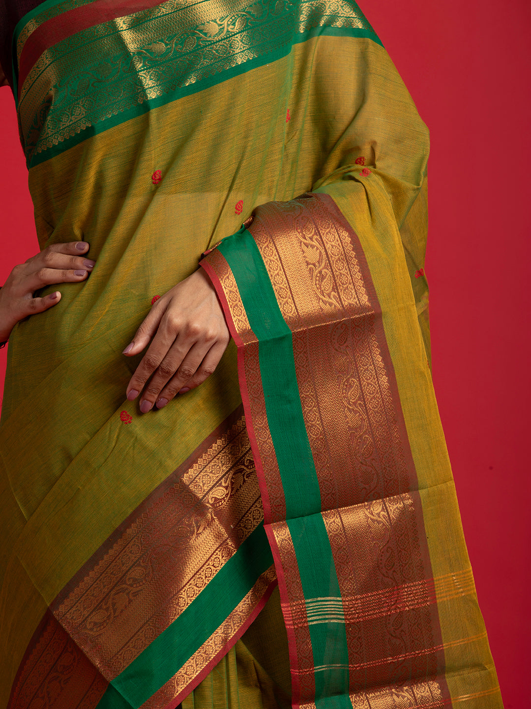 kuberan green kanchi cotton saree