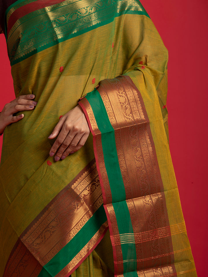 kuberan green kanchi cotton saree