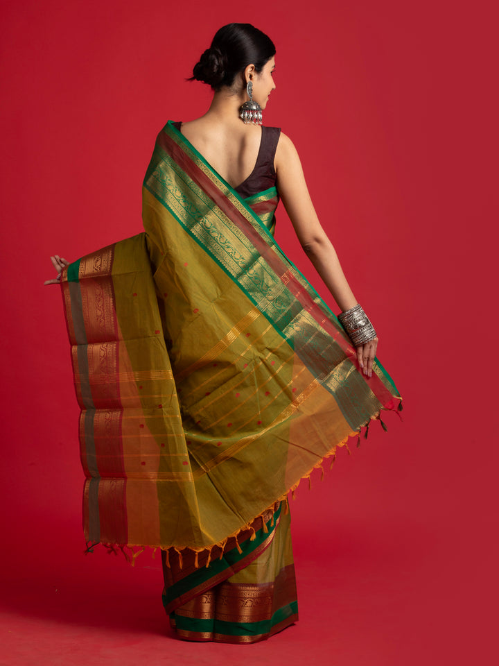 kuberan green kanchi cotton saree