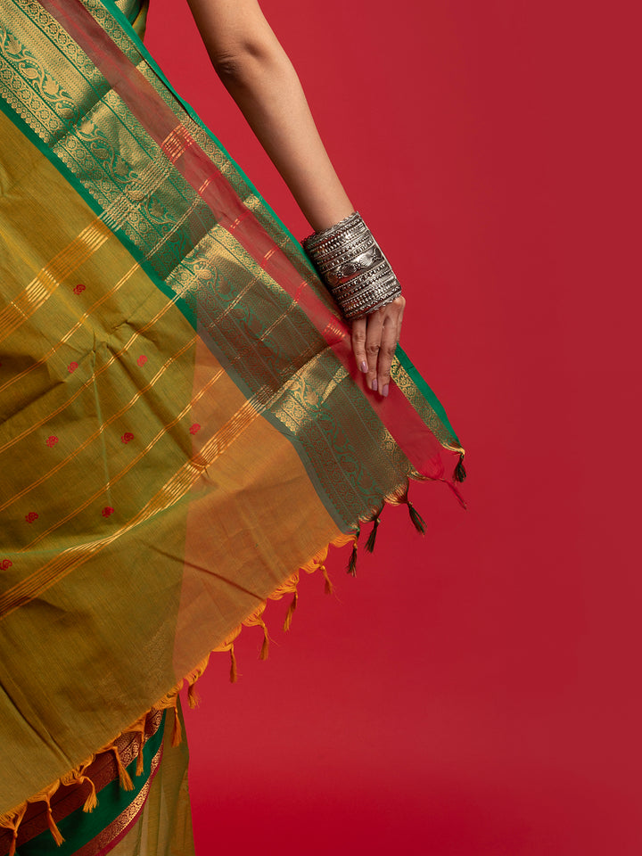 kuberan green kanchi cotton saree
