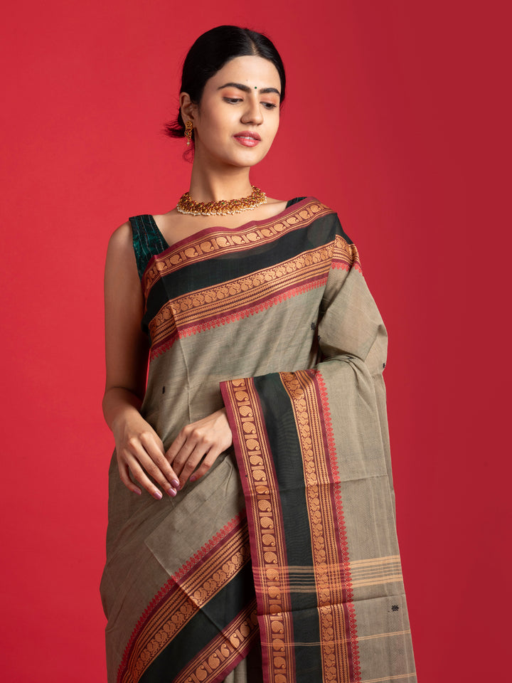 kuberan beige kanchi cotton saree