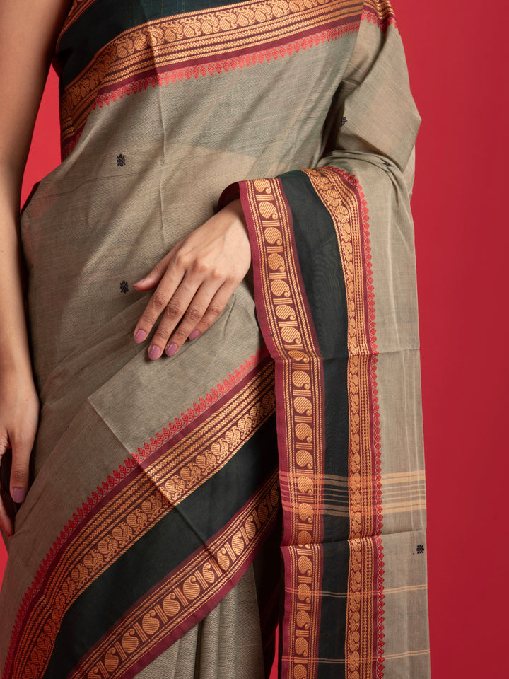 kuberan beige kanchi cotton saree