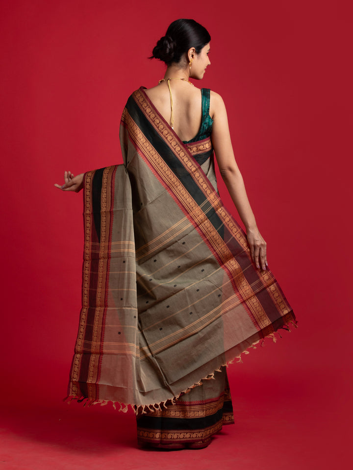 kuberan beige kanchi cotton saree
