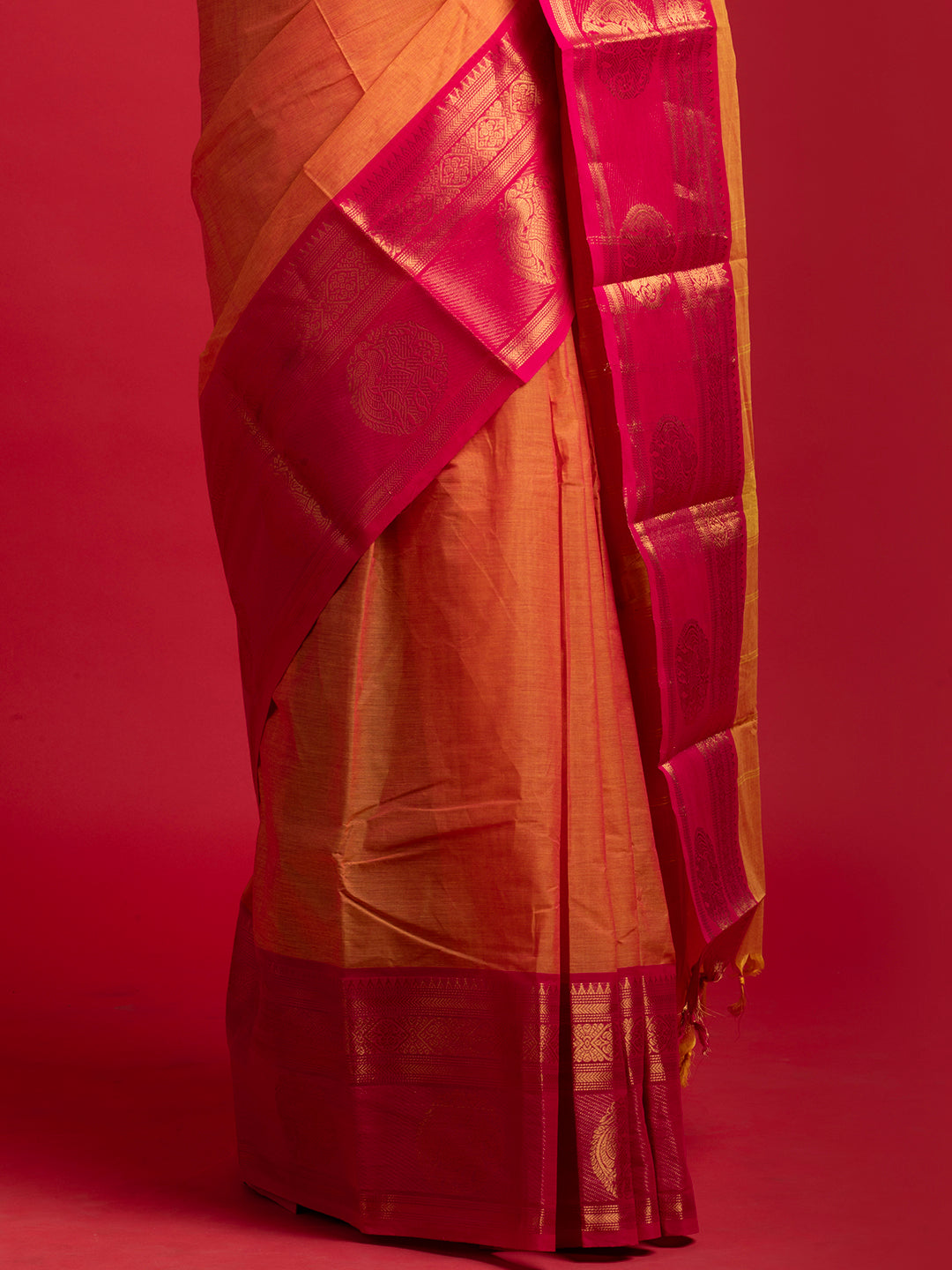 kuberan orange  kanchi cotton sarees