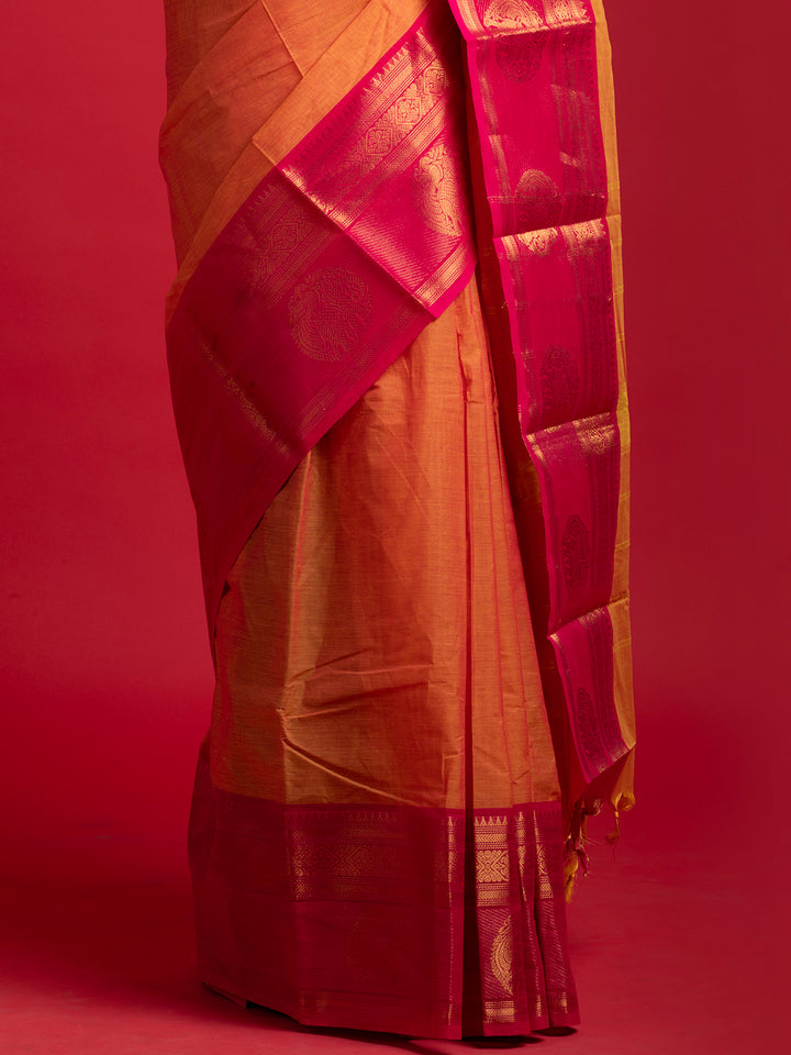 kuberan orange  kanchi cotton sarees