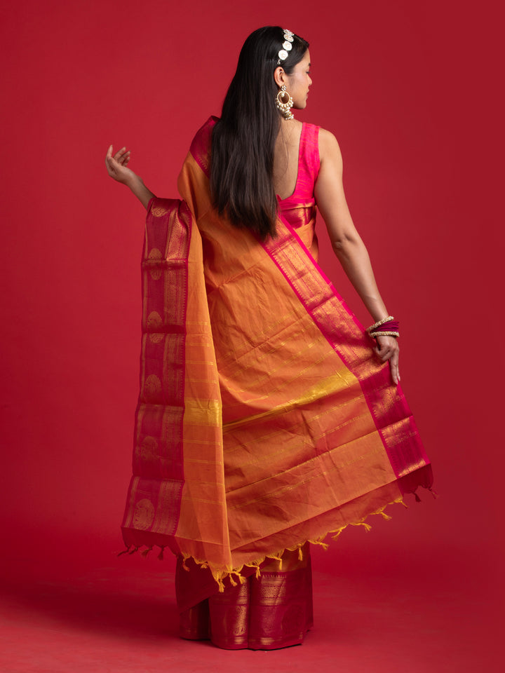 kuberan orange  kanchi cotton sarees