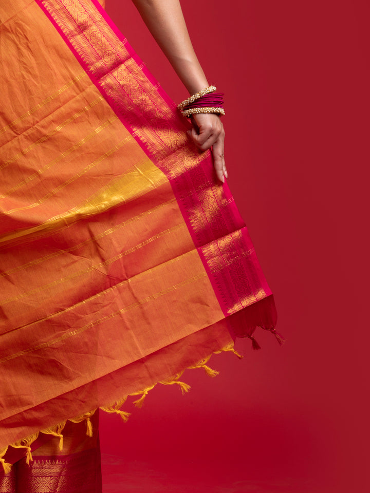 kuberan orange  kanchi cotton sarees