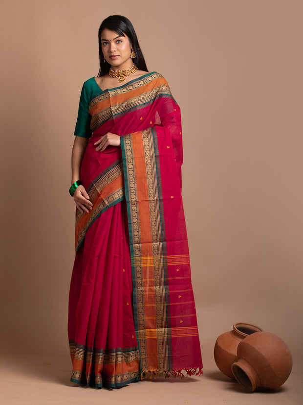 kuberan red kanchi cotton sarees