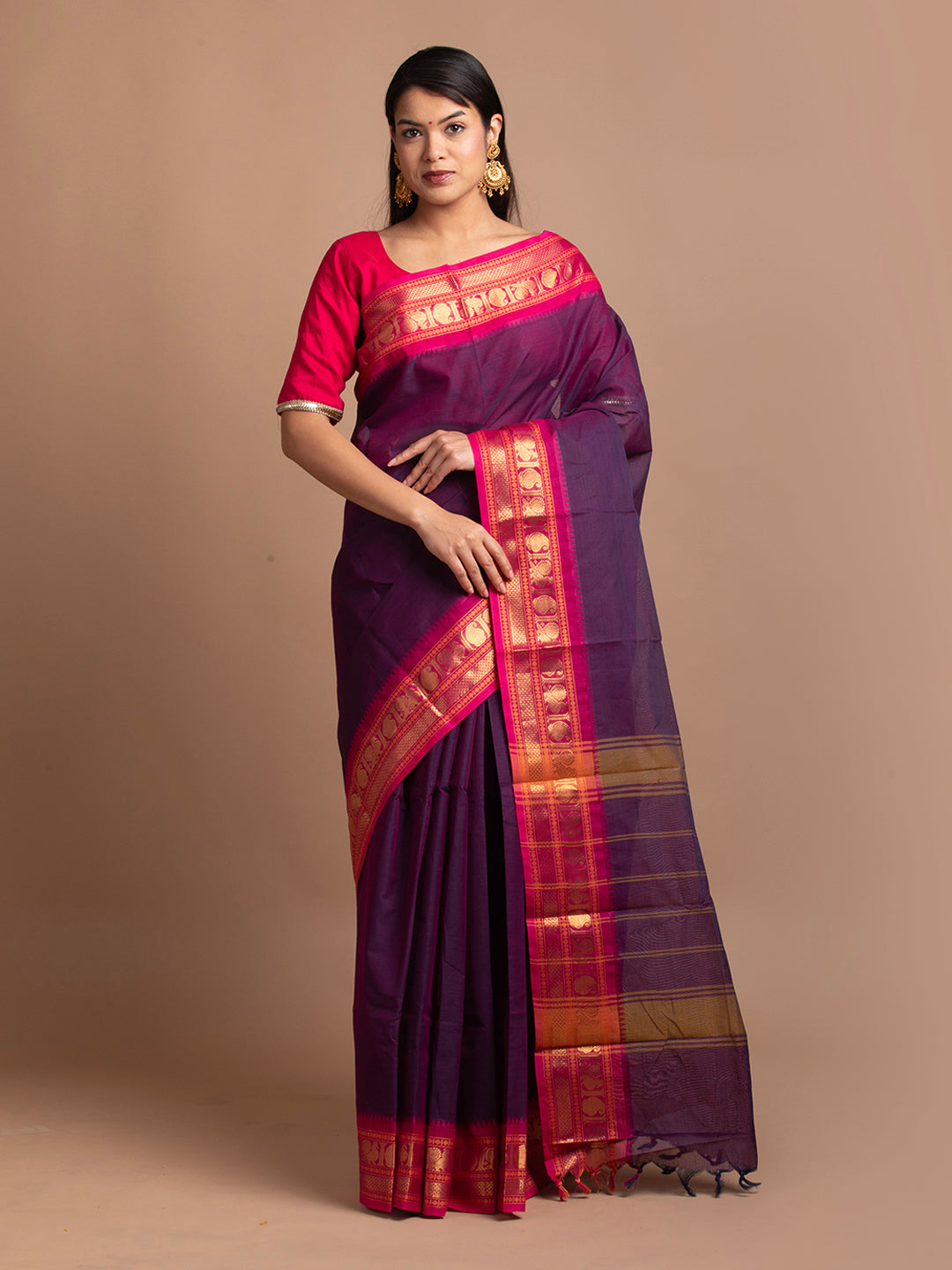 kuberan purple kanchi cotton saree