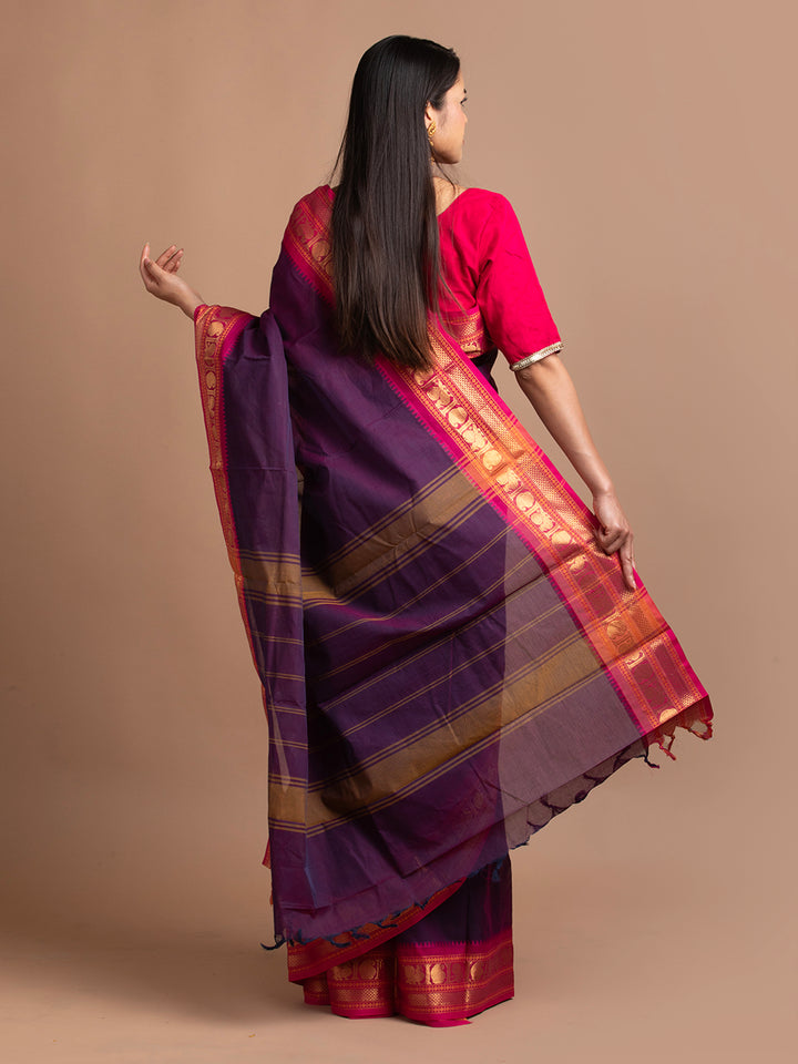 kuberan purple kanchi cotton saree