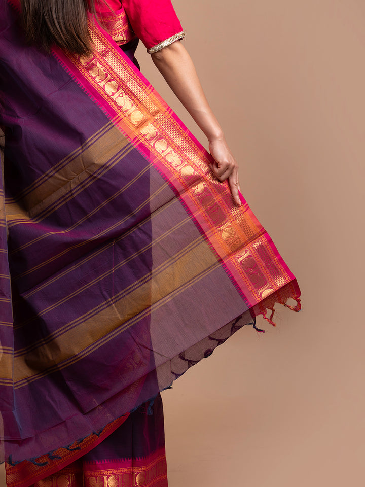 kuberan purple kanchi cotton saree