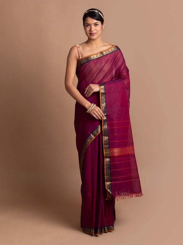 kuberan maroon kanchi cotton saree