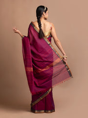 kuberan maroon kanchi cotton saree