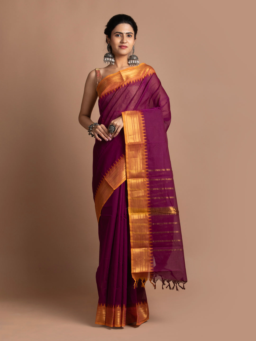 kuberan Magenta kanchi cotton sarees