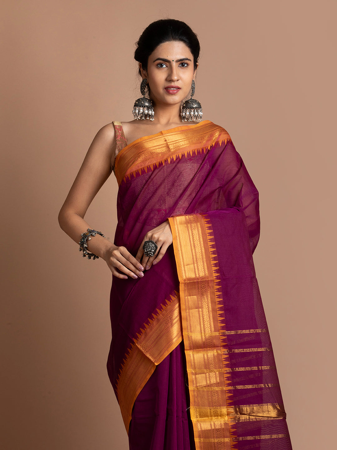 kuberan Magenta kanchi cotton sarees