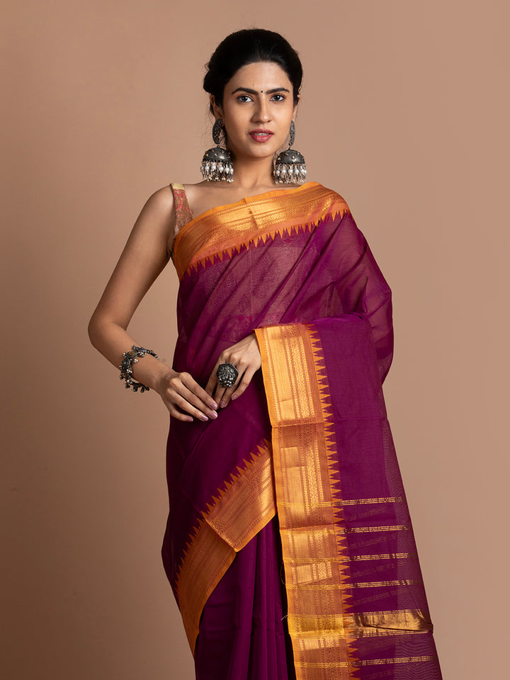 kuberan Magenta kanchi cotton sarees