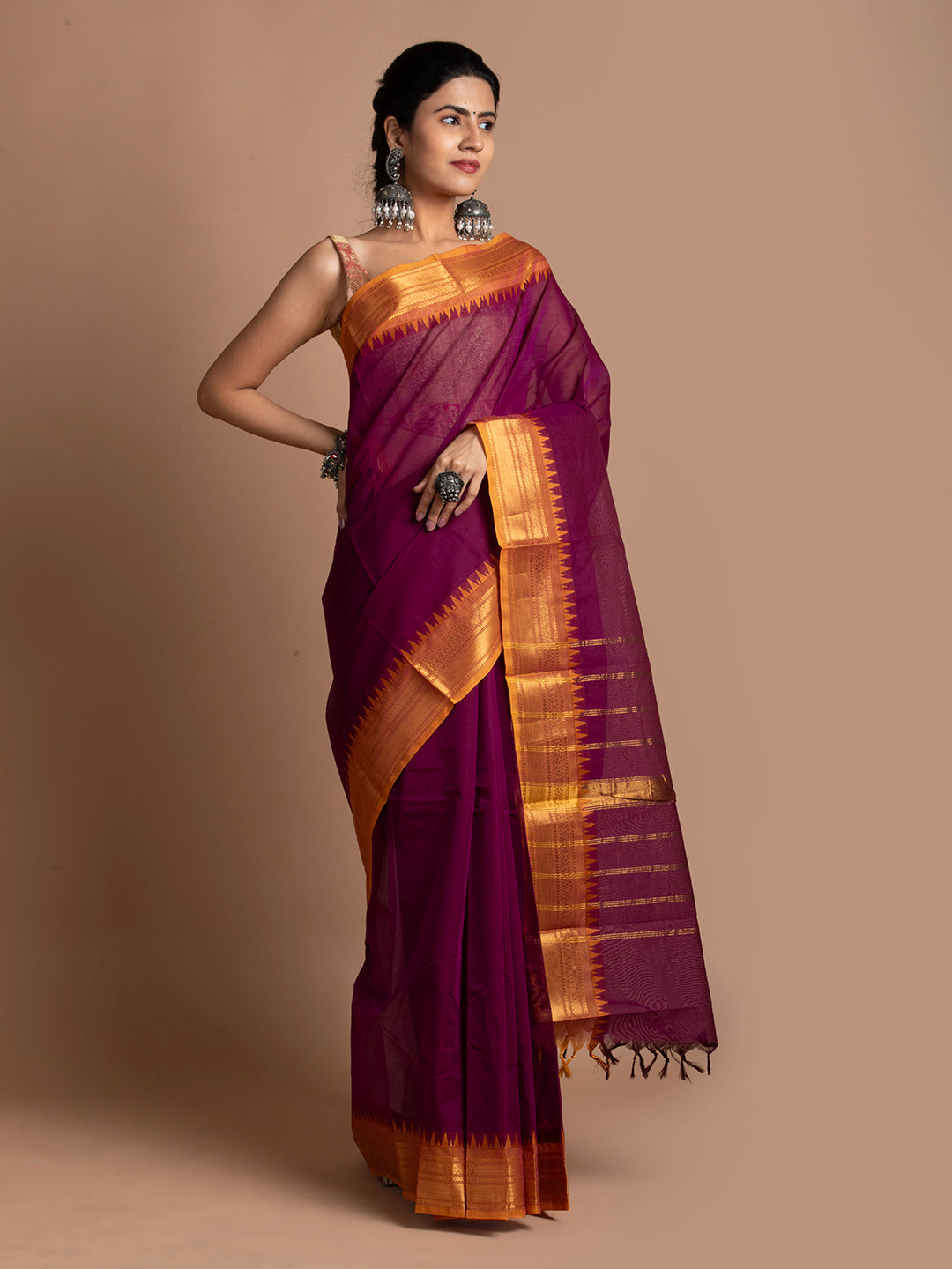 kuberan Magenta kanchi cotton sarees