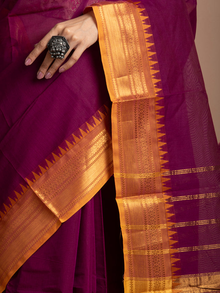 kuberan Magenta kanchi cotton sarees