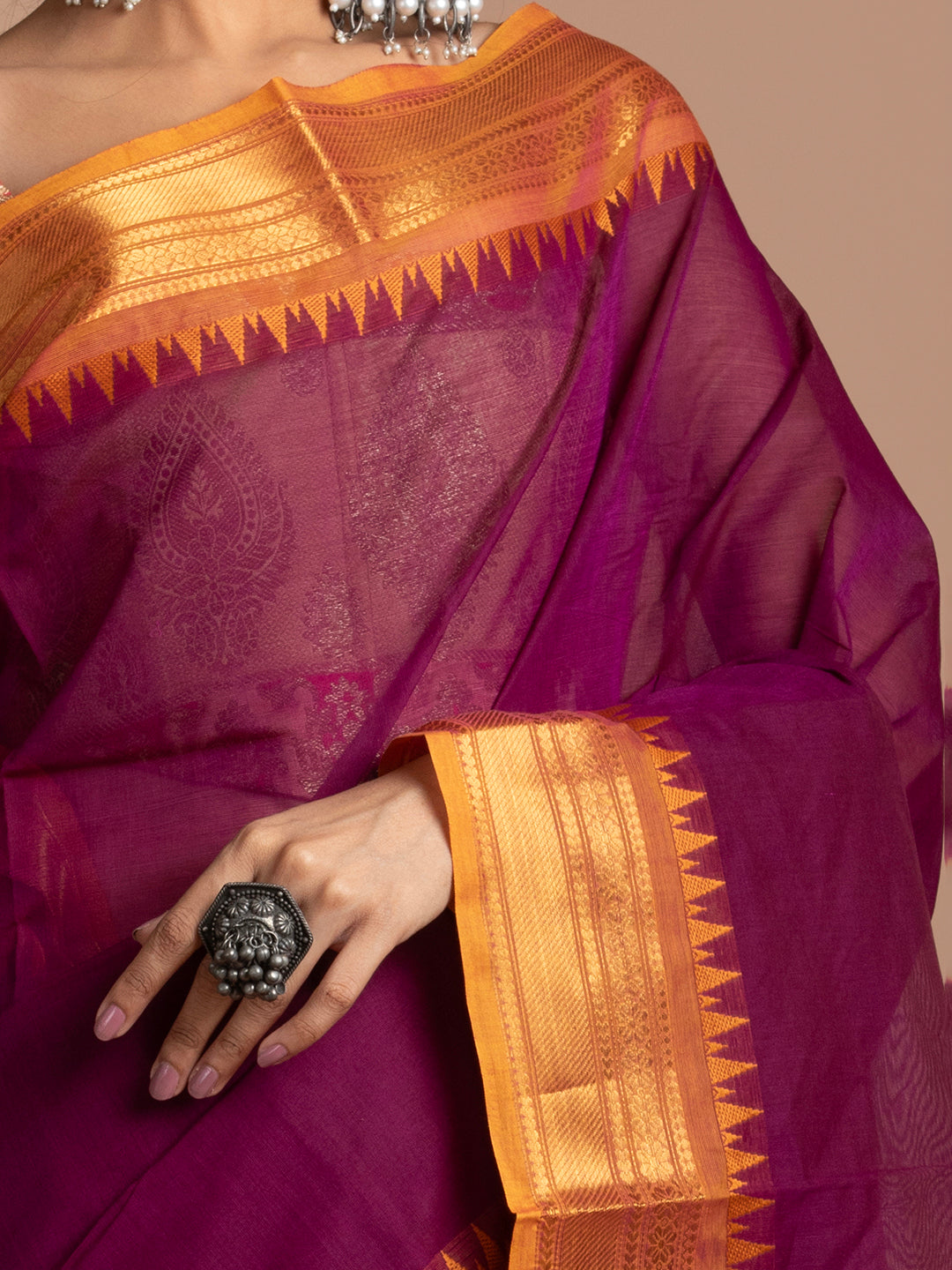 kuberan Magenta kanchi cotton sarees