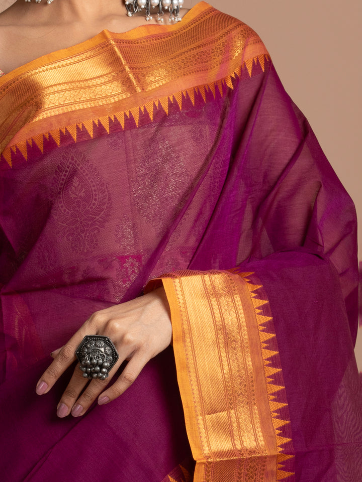 kuberan Magenta kanchi cotton sarees