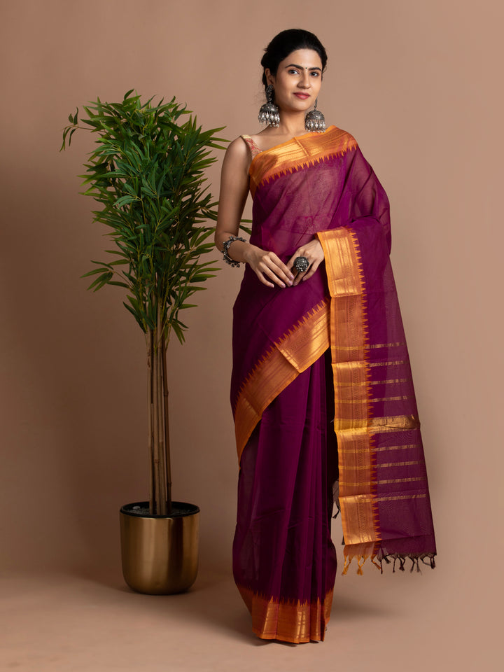 kuberan Magenta kanchi cotton sarees