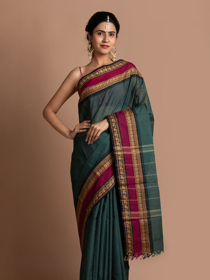 kuberan bottle green kanchi cotton sarees