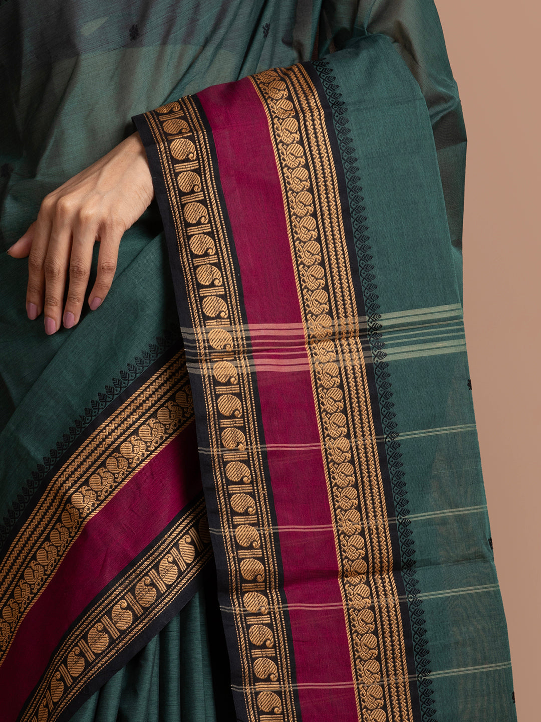 kuberan bottle green kanchi cotton sarees