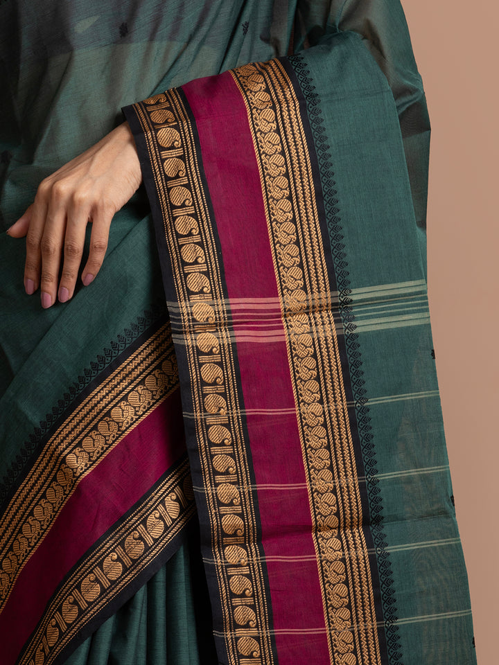kuberan bottle green kanchi cotton sarees