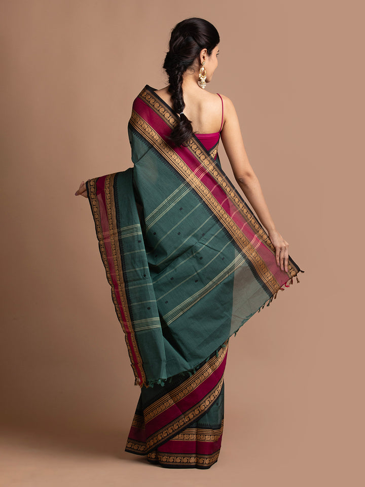 kuberan bottle green kanchi cotton sarees